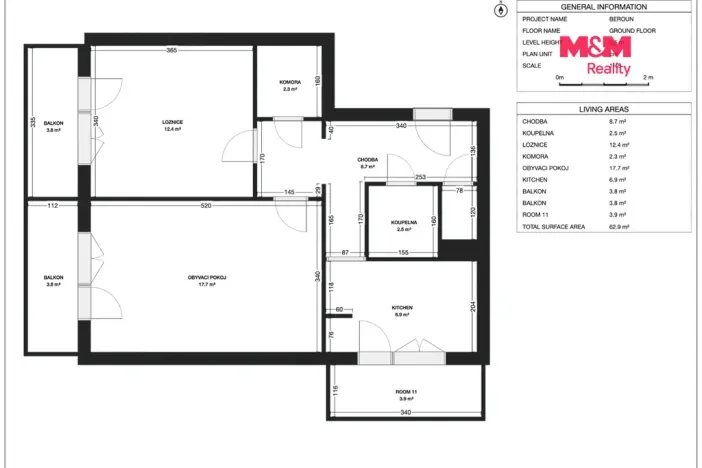 Prodej bytu 2+1, Beroun - Beroun-Město, Třída Míru, 52 m2