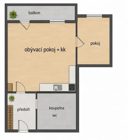 Prodej bytu 2+kk, Rychnov nad Kněžnou, Sokolovská, 41 m2