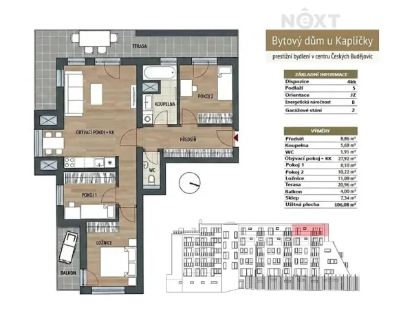 Prodej bytu 4+kk, České Budějovice, Lipová, 106 m2