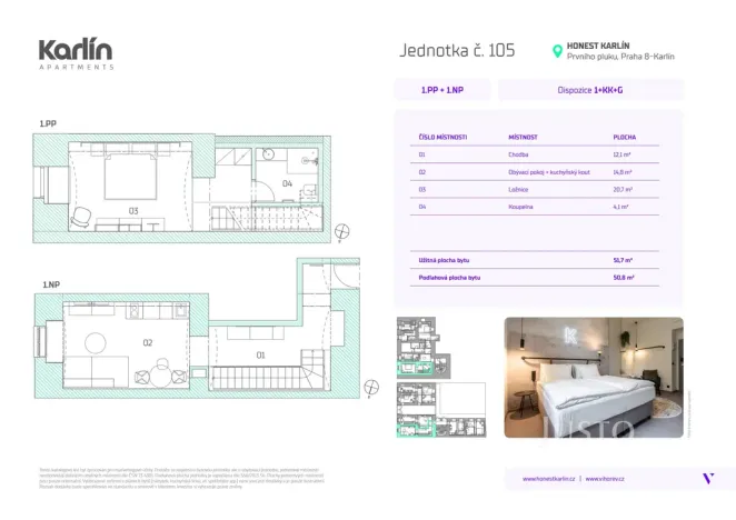 Prodej apartmánu, Praha - Karlín, Prvního pluku, 51 m2