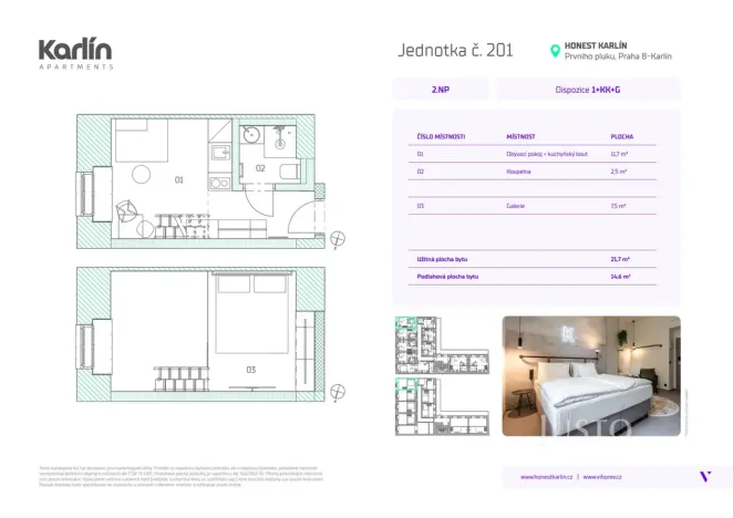 Prodej apartmánu, Praha - Karlín, Prvního pluku, 21 m2