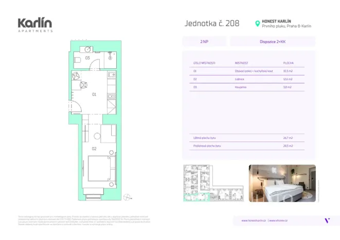 Prodej bytu 1+kk, Praha - Karlín, Prvního pluku, 27 m2