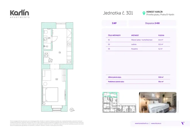 Prodej apartmánu, Praha - Karlín, Prvního pluku, 32 m2