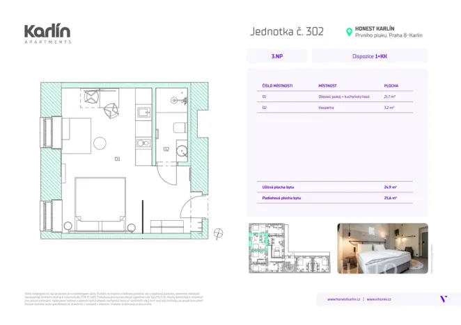 Prodej apartmánu, Praha - Karlín, Prvního pluku, 24 m2