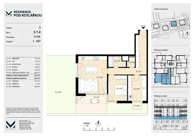 Prodej bytu 3+kk, Praha - Košíře, Leitzova, 79 m2