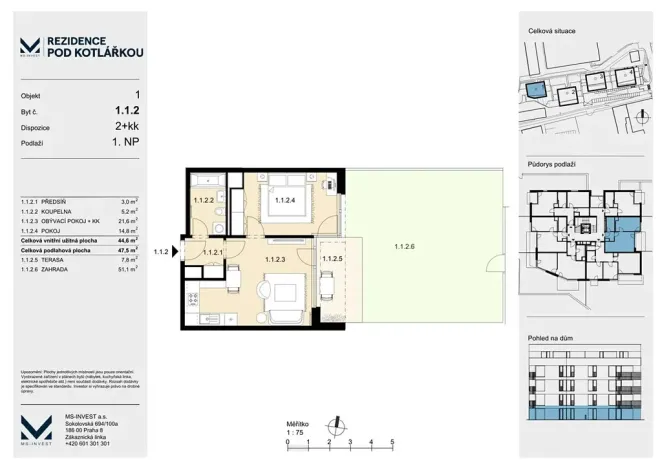 Prodej bytu 2+kk, Praha - Košíře, Leitzova, 45 m2