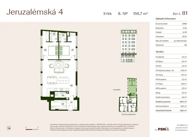 Prodej bytu 3+kk, Praha, Jeruzalémská, 95 m2