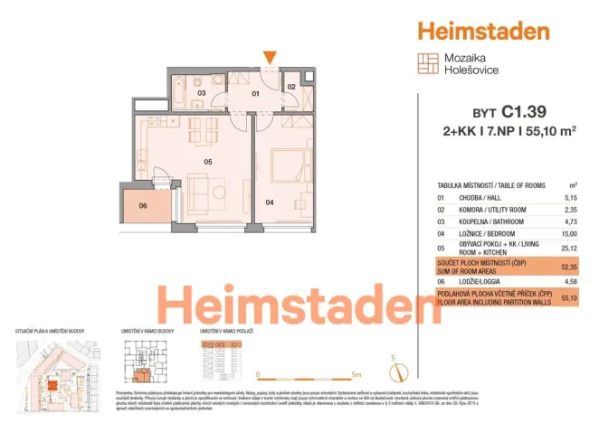 Pronájem bytu 2+kk, Praha - Holešovice, U Pergamenky, 54 m2