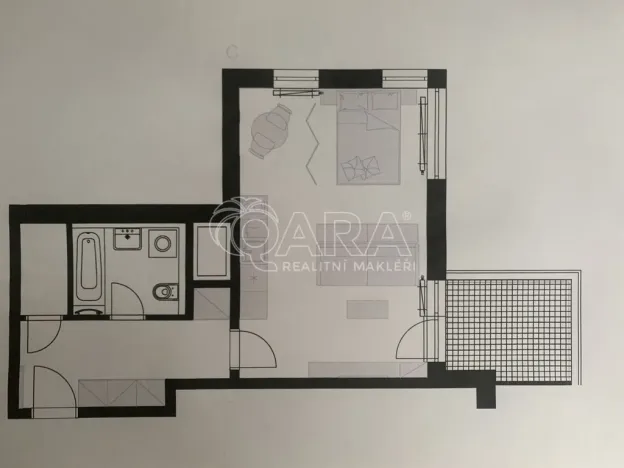 Pronájem bytu 1+kk, Praha - Hlubočepy, náměstí Olgy Scheinpflugové, 43 m2