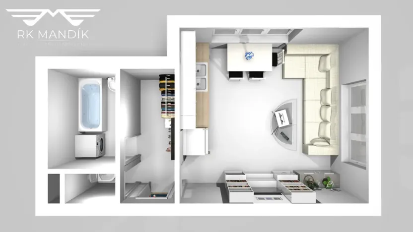 Pronájem bytu 1+kk, Praha - Letňany, Třinecká, 28 m2
