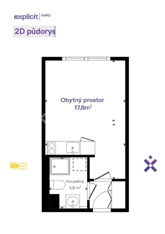 Prodej bytu 1+kk, Zlín, třída Tomáše Bati, 22 m2