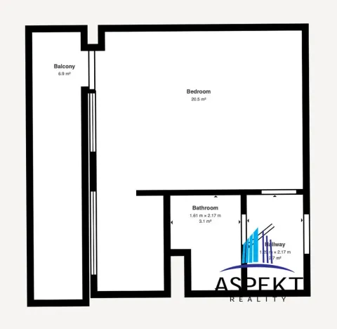 Pronájem bytu 1+kk, Praha - Podolí, Kaplická, 27 m2