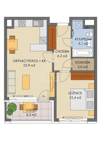 Prodej bytu 2+kk, Praha, náměstí Olgy Scheinpflugové, 52 m2
