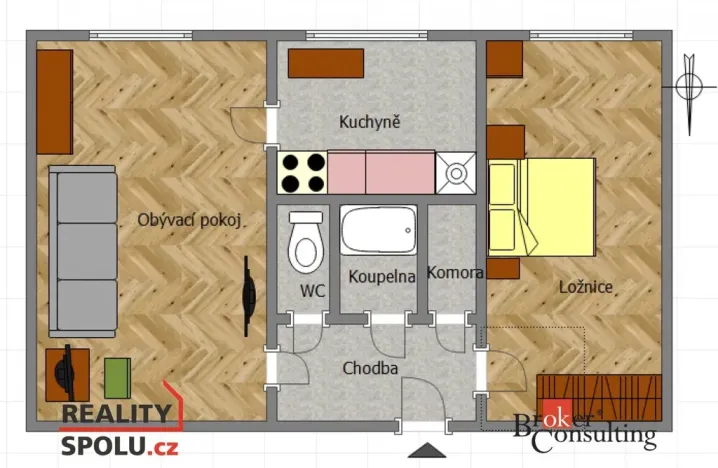 Pronájem bytu 2+1, Krnov - Pod Cvilínem, SPC H, 53 m2