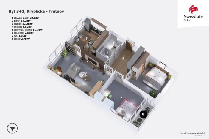 Prodej bytu 3+1, Trutnov - Kryblice, Kryblická, 74 m2