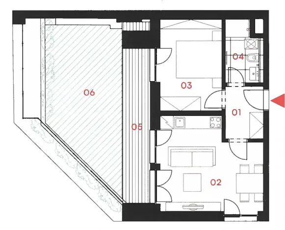 Pronájem bytu 2+kk, Praha - Nusle, Mnatova, 42 m2