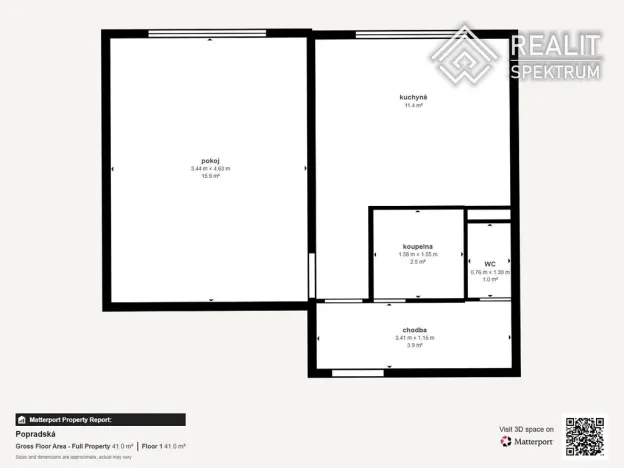 Pronájem bytu 1+1, Ústí nad Orlicí, Popradská, 35 m2