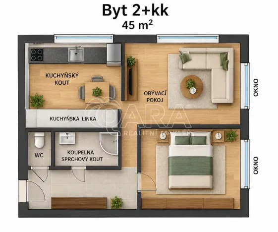 Pronájem bytu 2+kk, Praha - Stodůlky, 45 m2