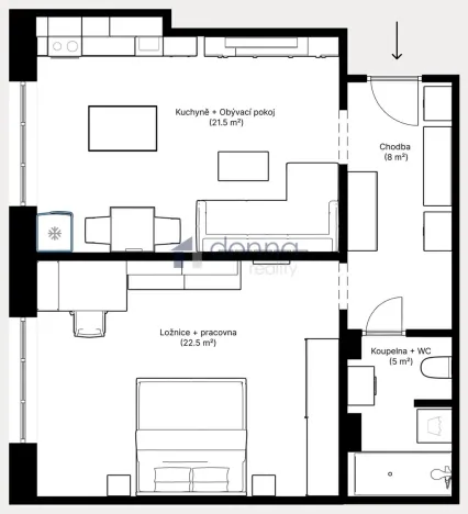 Pronájem bytu 2+kk, Praha, Vršovická, 57 m2