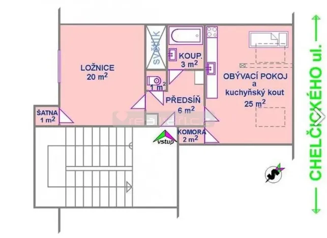 Pronájem bytu 2+kk, Plzeň - Jižní Předměstí, Chelčického, 58 m2