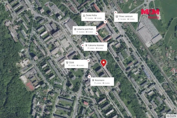 Pronájem bytu 2+1, Třinec - Lyžbice, Krátká, 54 m2