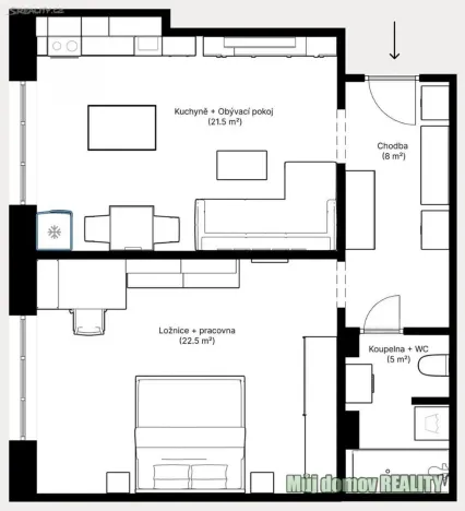 Pronájem bytu 2+kk, Praha - Vršovice, 57 m2