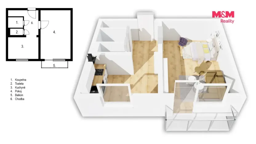 Pronájem bytu 1+1, Radvanice, 39 m2