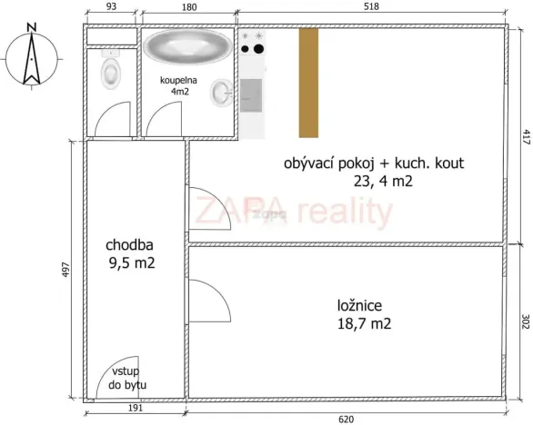 Pronájem bytu 2+kk, Praha - Libeň, Kovanecká, 57 m2