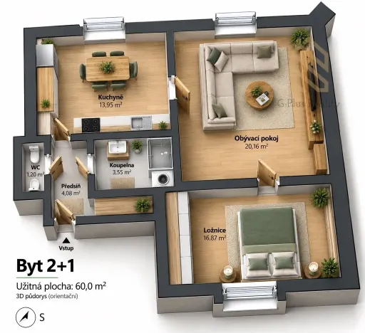 Pronájem bytu 2+1, Sulejovice, Kaplířova, 59 m2