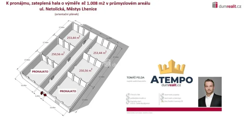 Pronájem skladu, Lhenice, Netolická, 250 m2