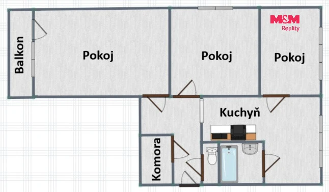 Pronájem bytu 3+1, Rychnov nad Kněžnou, Palackého, 65 m2