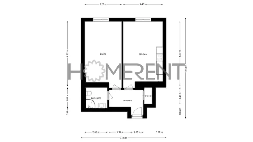 Pronájem bytu 2+kk, Praha - Nusle, Pod vilami, 48 m2
