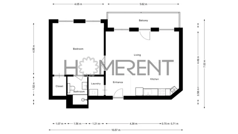 Pronájem bytu 2+kk, Praha - Karlín, Kaizlovy sady, 46 m2