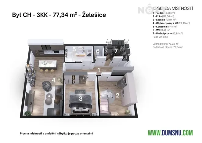 Prodej bytu 3+kk, Želešice, 24. dubna, 77 m2
