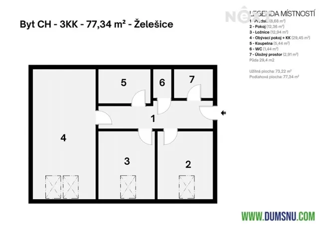Prodej bytu 3+kk, Želešice, 24. dubna, 77 m2