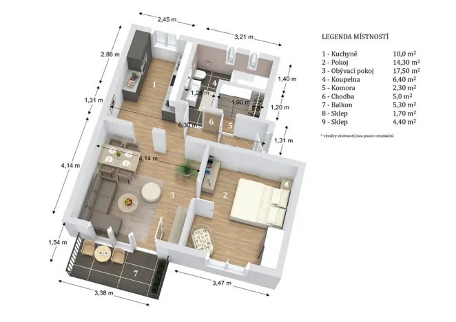 Prodej bytu 2+1, Boskovice, Na Vyhlídce, 55 m2