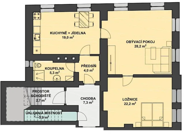 Pronájem bytu 3+kk, Jablonec nad Nisou, Lípová, 70 m2