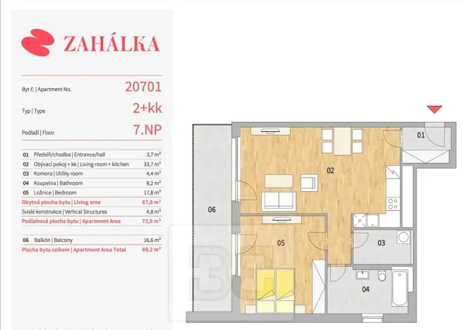 Pronájem bytu 2+kk, Praha - Modřany, Mezi vodami, 72 m2