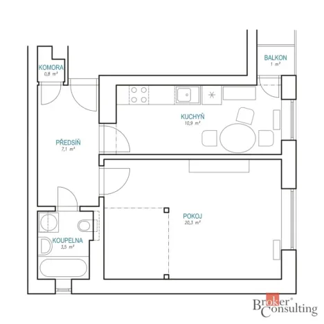 Prodej bytu 1+1, Brno - Zábrdovice, Příční, 42 m2