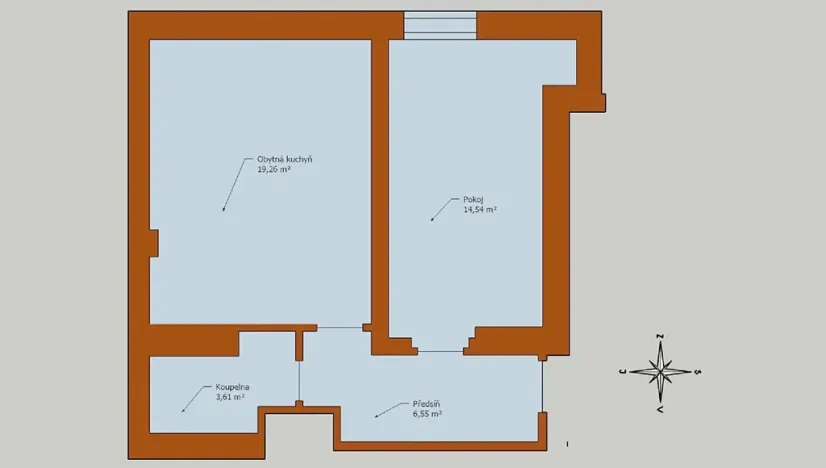 Pronájem bytu 2+kk, Praha - Michle, Pobočná, 44 m2
