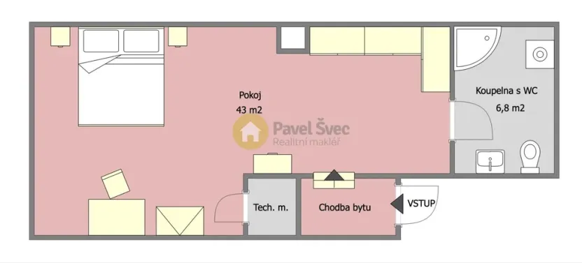 Pronájem bytu 1+kk, Strakonice - Strakonice I, Zvolenská, 53 m2