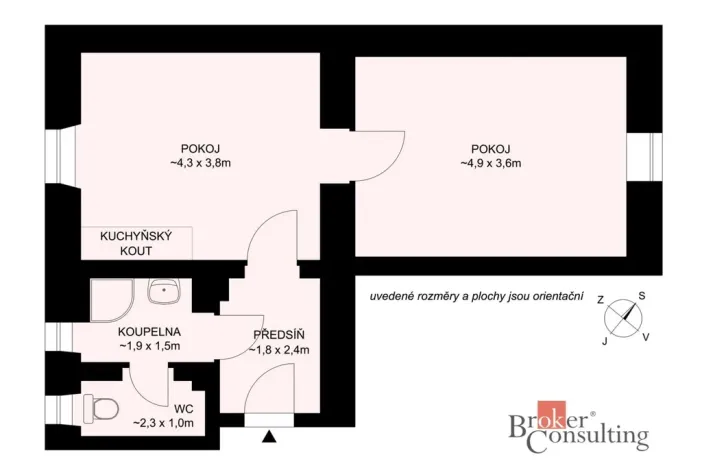 Prodej bytu 2+kk, Týn nad Vltavou, Legií, 46 m2