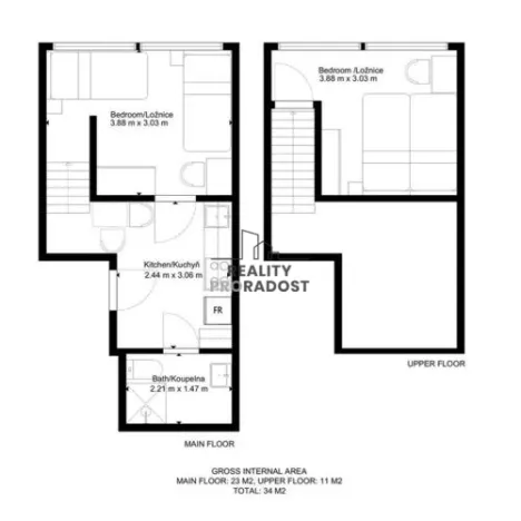 Pronájem bytu 2+1, Brno, Hybešova, 31 m2