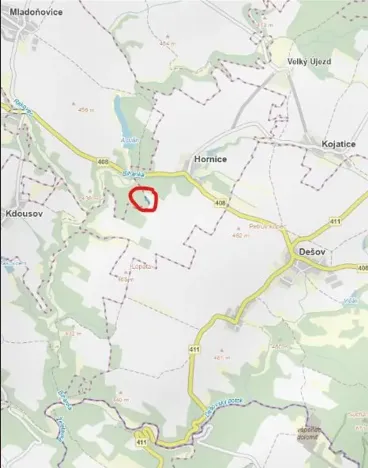 Prodej lesa, Mladoňovice, 2352 m2