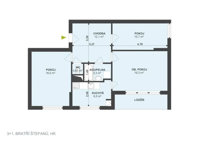 Prodej bytu 3+1, Hradec Králové - Slezské Předměstí, Bratří Štefanů, 74 m2
