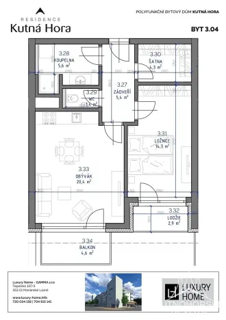 Pronájem bytu 2+kk, Kutná Hora, Za Lidkou, 52 m2