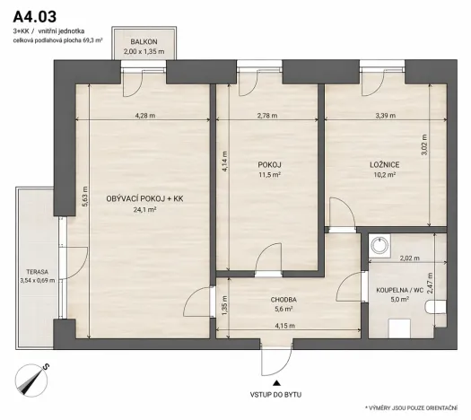 Pronájem bytu 3+kk, Milovice - Mladá, Slepá, 61 m2