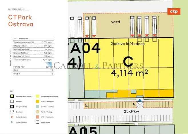 Pronájem skladu, Ostrava - Hrabová, Na Rovince, 1500 m2