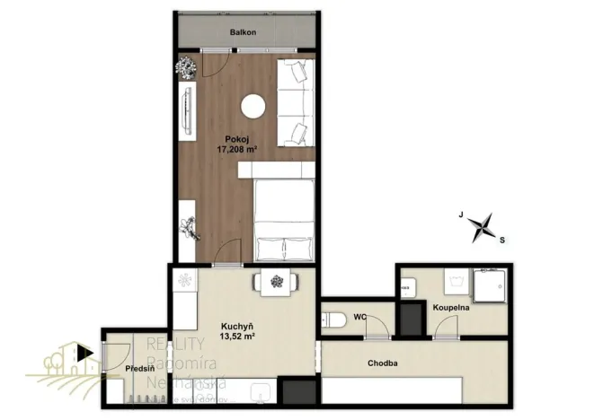 Prodej bytu 1+kk, Mělník, Nemocniční, 42 m2