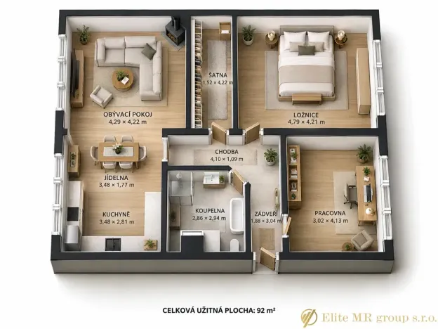 Pronájem bytu 3+kk, Litoměřice, Želetická, 92 m2